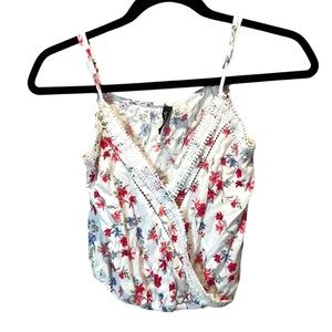 Divided Floral Crepe Fabric Cami Tank Size 0